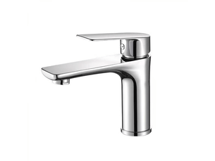 Robinet mitigeur pour lavabo de salle de bain, eau chaude et froide réglables, finition chromée et acier inoxydable