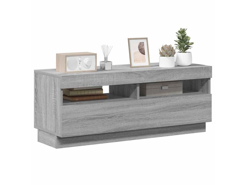Meuble tv - banc tv - meuble de rangement avec lumières led sonoma gris 100x35x40 cm - Conforama D