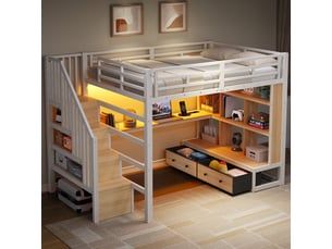 Lit mezzanine 140x200 cm <strong></strong>  <strong></strong> coloris blanc