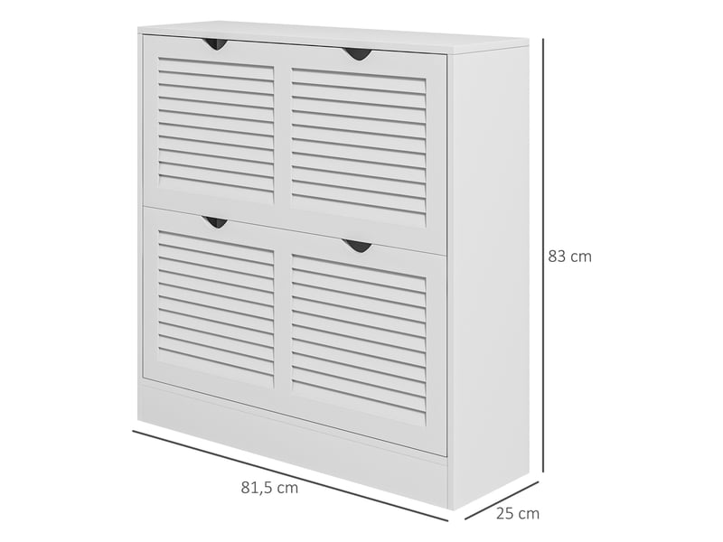 Meuble à chaussures d'entrée avec 2 tiroirs abattants et étagères réglables pour 16 paires de chaussures, 81,5 x 25 x 83 cm, blanc - Conforama D