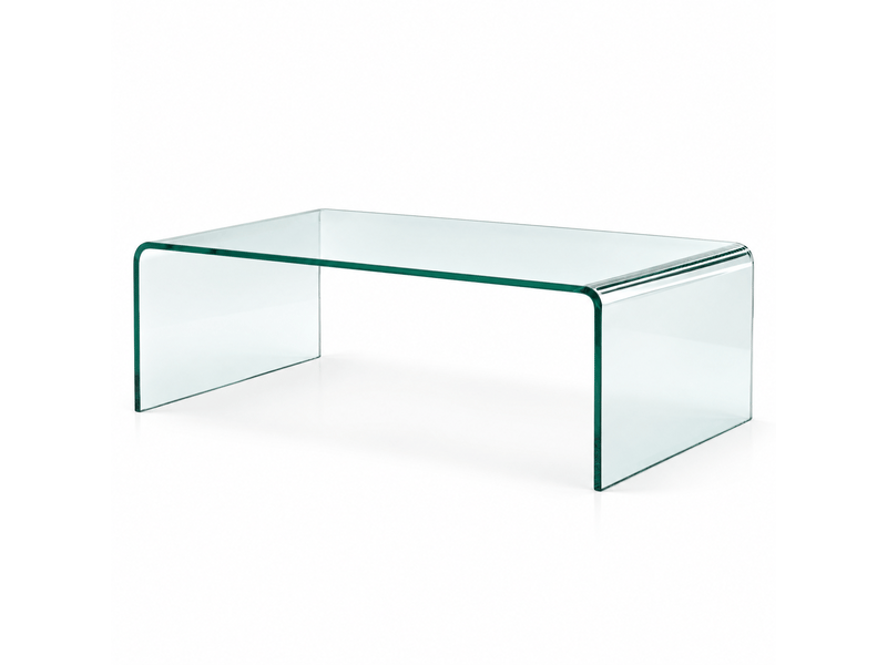  Table basse en verre trempé transparent incurvé, surface facile à nettoyer pour salon, 100×50×35 cm, transparente  - Conforama A