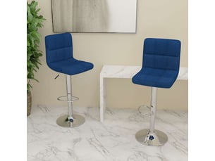 Lot de 2 tabouret de bar, chaise de bar bleu tissu shl45459