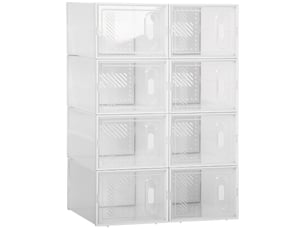 Système d'étagères modulaires à 8 compartiments, étagère enfichable, 25 cm x 35 cm x 19 cm, transparent