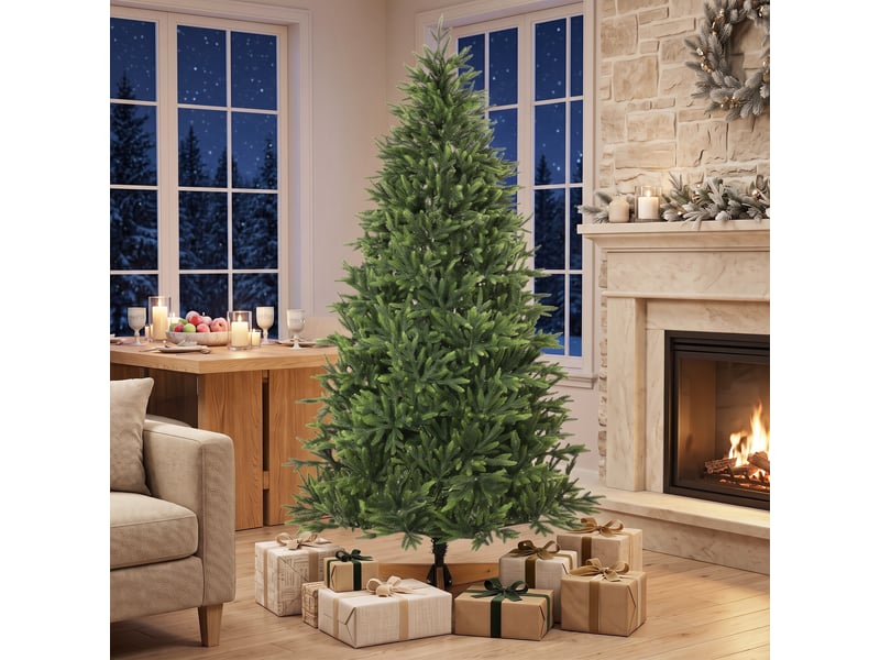  Sapin de noël artificiel touffu grande taille h.210cm épicéa piètement bois  - Conforama B