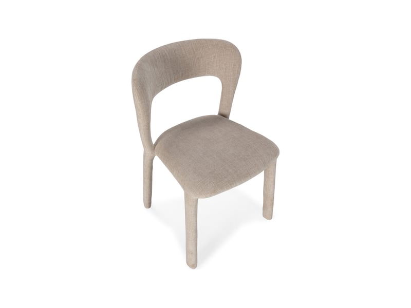  Lot de 2 chaises repas 56x51x77 cm en tissu beige  - Conforama D
