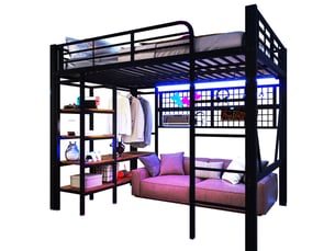 Lit mezzanine 140x200 cm <strong></strong>  <strong></strong> coloris noir