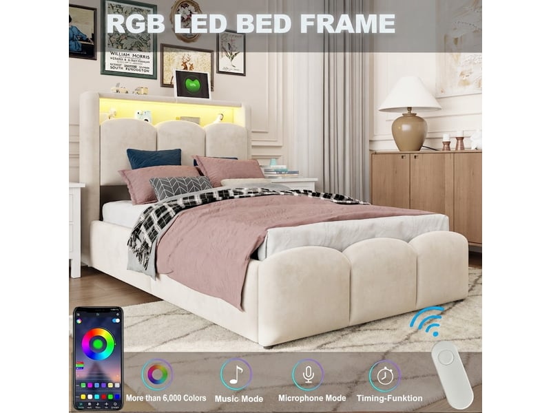  Lit jeune, 224x97x109,5 cm, éclairage led, ports de charge, bicolore cao-LDU00648AAA-conf-NEW - Conforama E