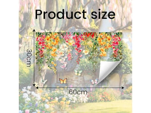Autocollant pour vitre 30x60cm, motif fleurs multicolores – adhérence statique, déco intérieure-style 5