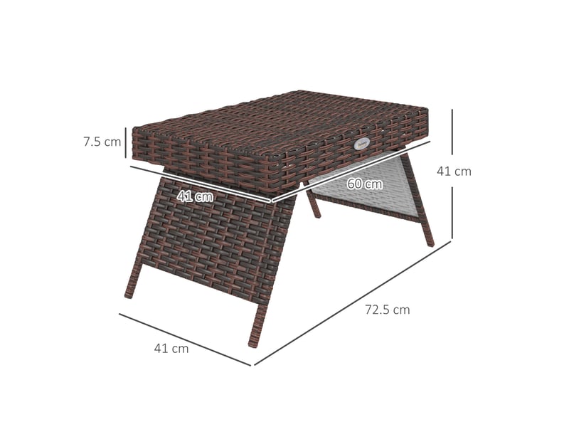  Table basse de jardin pliante 60x41x41 cm – marron – en rotin, pliable et résistante aux intempéries  - Conforama C