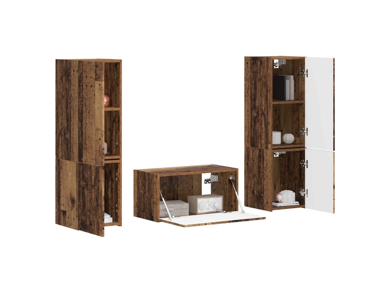  Ensemble meuble tv - banc tv - meuble de rangement 5 pcs bois ancien bois d'ingénierie  - Conforama C