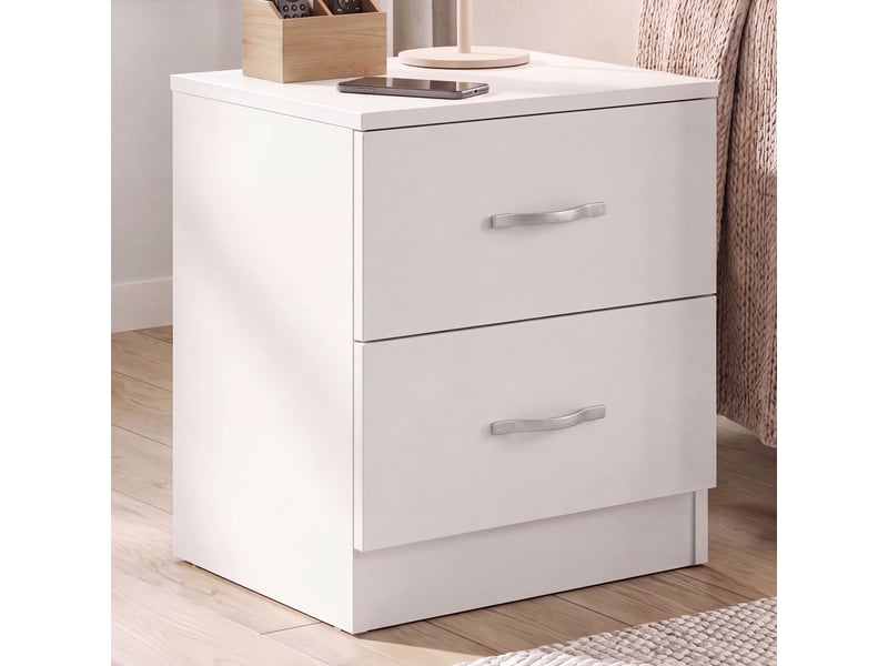  Table de chevet riano, commode de nuit, chambre, rangement, 47x40x36cm, 2 tiroirs, blanc 333454 - Conforama B