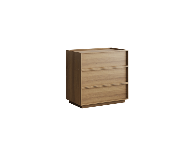  Commode 3 tiroirs 80 x 48 x 78 cm chêne, mdf et panneaux de particules, rangement pour la maison pratique  - Conforama A