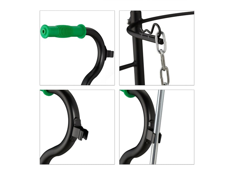  Chariot de transport de gaz mobile réglable en hauteur 30 x 30 x 90 cm avec supports et chaîne en acier noir 13_0007678  - Conforama D