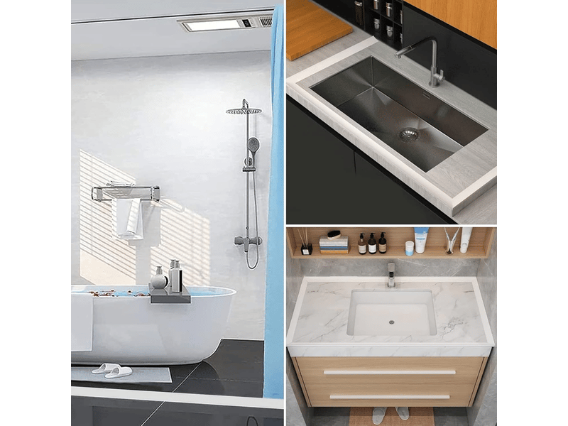 Bande étanche en silicone pour évier, bande étanche de douche pliable, bande étanche de cuisine (blanc, 150 cm) - Conforama E