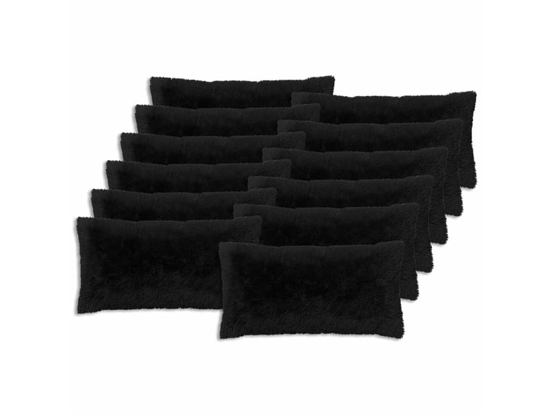  Lot de 2 coussins avec oreiller, coussins décoratifs heerlen noir fleece pv cf50506  - Conforama A