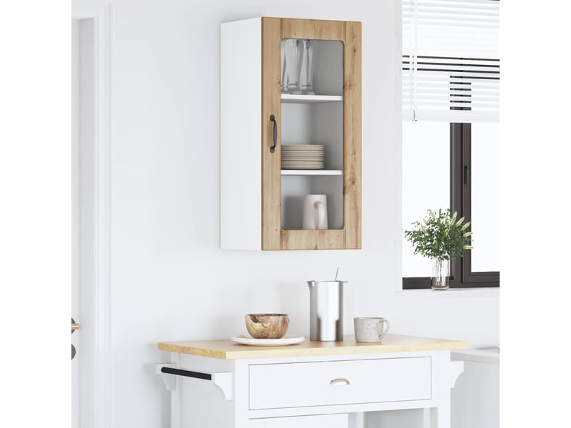  Meuble mural de cuisine, cabinet en verre mural chêne artisanal 40x31x80cm shl1482  - Conforama D