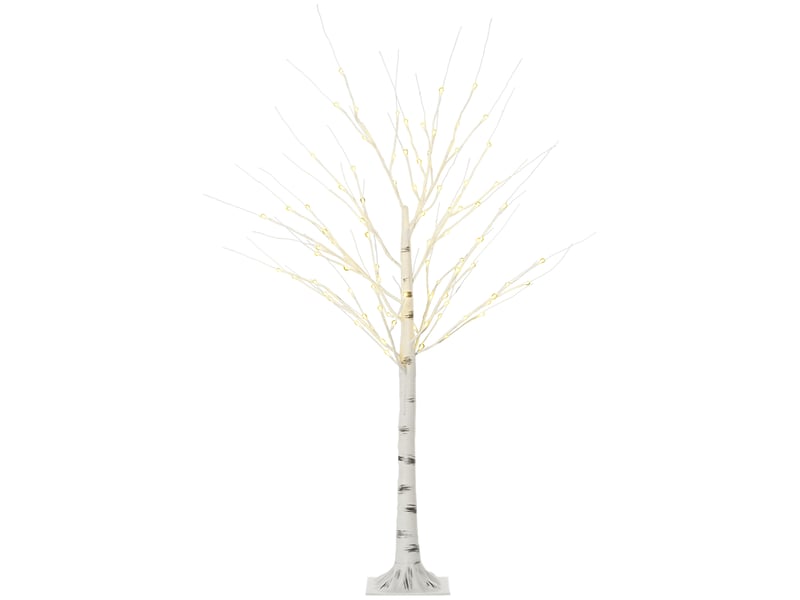  Bouleau décoratif de 150 cm de haut avec 96 led blanc chaud ip44, 22 x 22 x 150 cm, blanc  - Conforama A