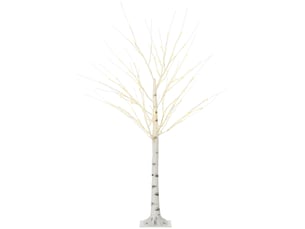 Bouleau décoratif de 150 cm de haut avec 96 led blanc chaud ip44, 22 x 22 x 150 cm, blanc