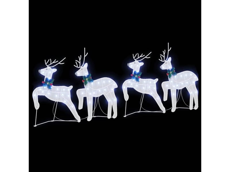 Lot de 4 rennes led, éclairage de noël, décoration de noël blanc 45 x 19 x 65 cm tissu cf62086 - Conforama E