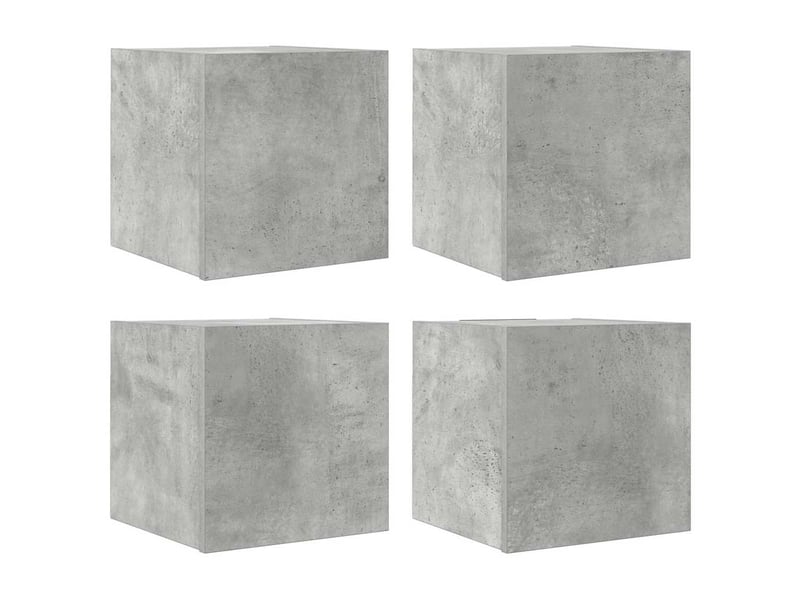  Lot de 4 meuble tv mural, meuble tv suspendu gris béton 30,5x30x30 cm  - Conforama A