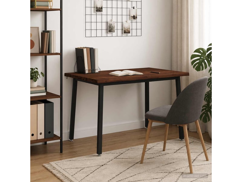  Table à manger moderne 110x55x75 cm bois d'acacia massif marron foncé et noir shl1219  - Conforama C
