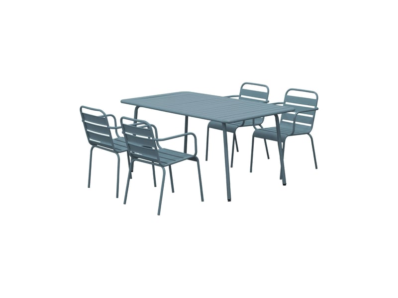  Ensemble table de jardin + 4 fauteuils en métal bleu gris - baca  - Conforama A
