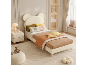 Lit simple 90x200 cm <strong>HAUSS SPOLE</strong>  <strong></strong> coloris beige