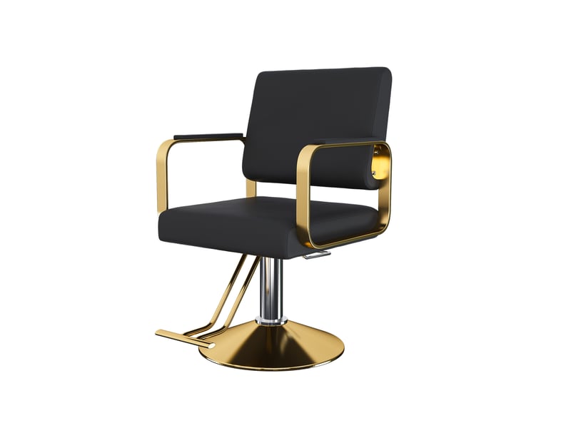  Fauteuil de coiffure hydraulique pivotant 360° 90x56x92 cm noir et doré  - Conforama A