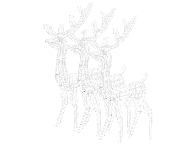  Décorations de noël de renne acrylique 3 pcs 128 cm blanc froid  - Conforama D