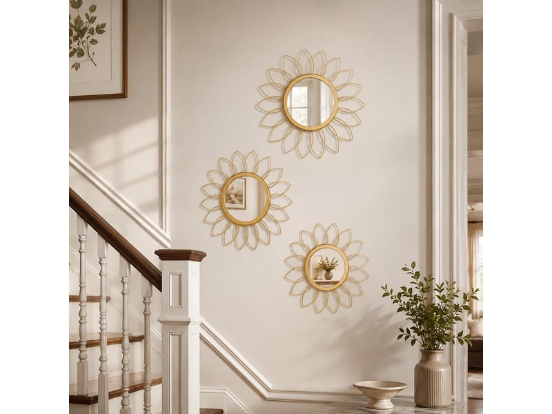  Miroir mural tournesol en fer forgé – miroir mural de style européen – idéal pour la décoration murale du salon et du bureau – 30.5 cm  - Conforama C