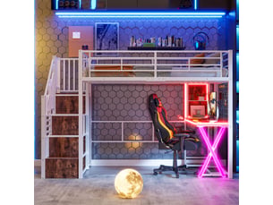 Lit mezzanine 90x200 cm <strong>OKMYHOME</strong> <strong></strong> coloris blanc