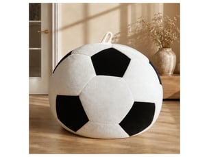 Fauteuil simple - 130x90cm - fauteuil pouf géant motif ballon de football en mousse et flannel doux - noir et blanc