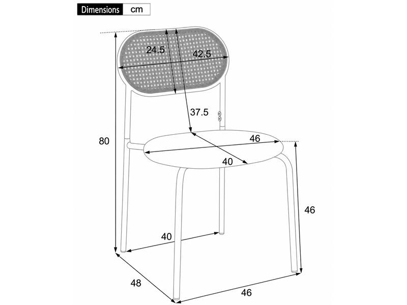  Lot de 2 chaises de salle à manger en pu marron, dossier en rotin naturel, pieds métal, style naturel  - Conforama C