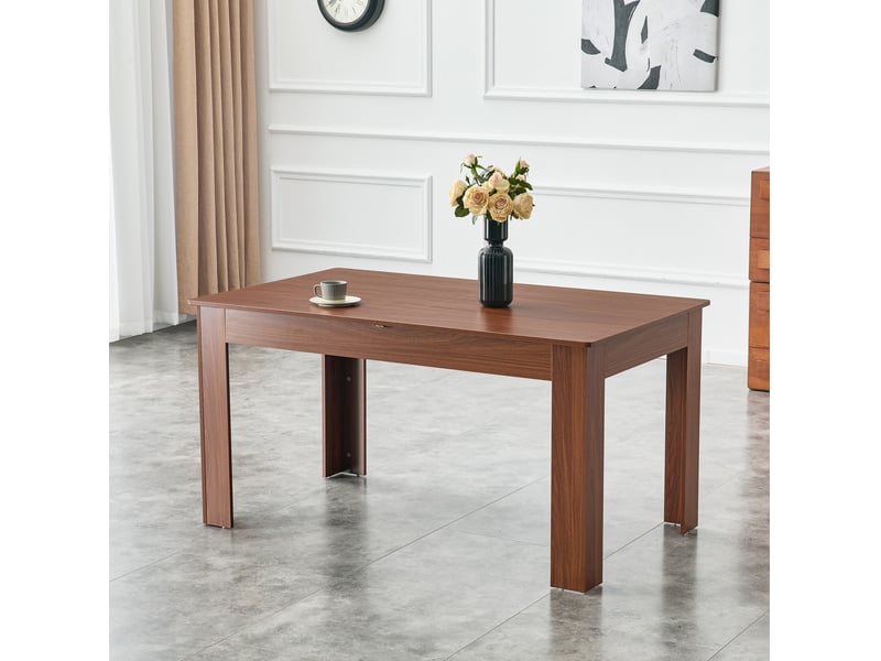Table de salle à manger extensible avec 2 rallonges et plateau en mdf finition noyer pour cuisine, 220 × 88,5 × 77 cm - Conforama D