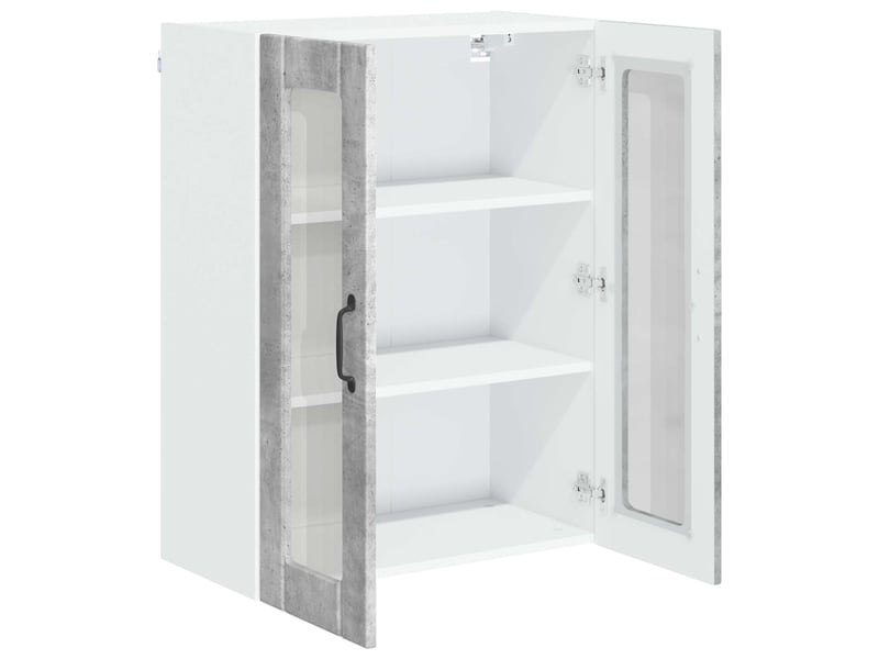  Meuble mural de cuisine, cabinet en verre mural gris béton 60x31x80cm shl8505  - Conforama E