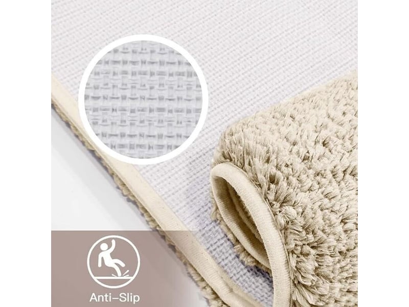Enowelir tapis de bain absorbant antidérapant doux et lavable 50x80 cm beige - Conforama B