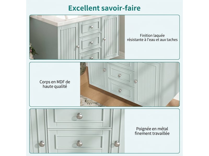  Meuble sous lavabo suspendu 3 tiroirs 78,5 x 46 x 46,8 cm gain de place style moderne  - Conforama R