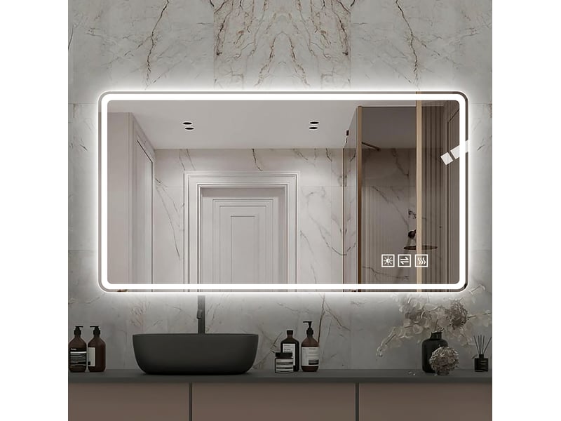  Miroir de salle de bains 100x60 cm led anti-buée argenté  - Conforama B