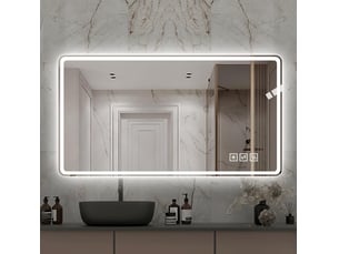 Miroir rectangulaire de salle de bain coloris argenté <strong>DESMIU</strong> <strong></strong> - 100 cm x 60 cm