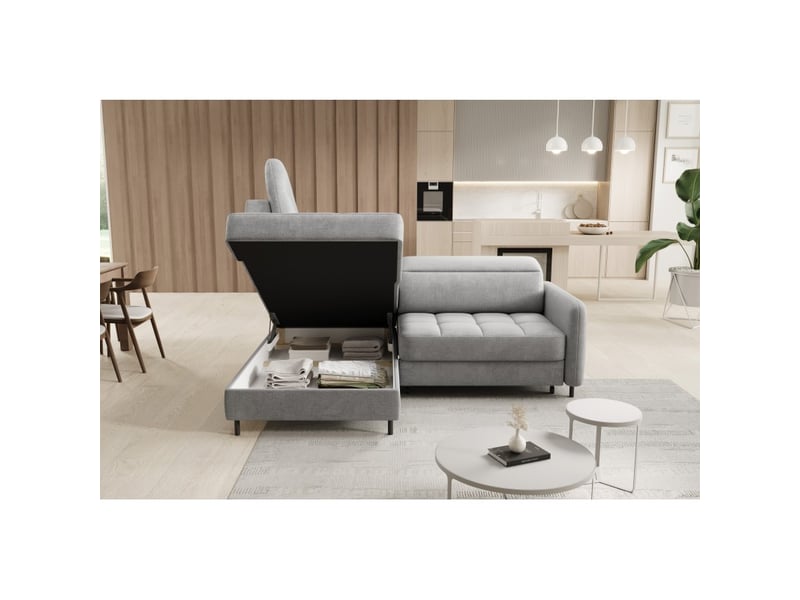 Canapé d'angle gauche convertible barnea 208 cm gris clair avec rangement - Conforama C