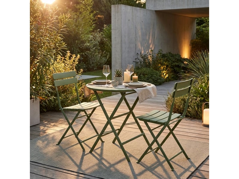 Petite table ronde pliante pour extérieur et intérieur 60 cm cervinia - vert foncé - Conforama B