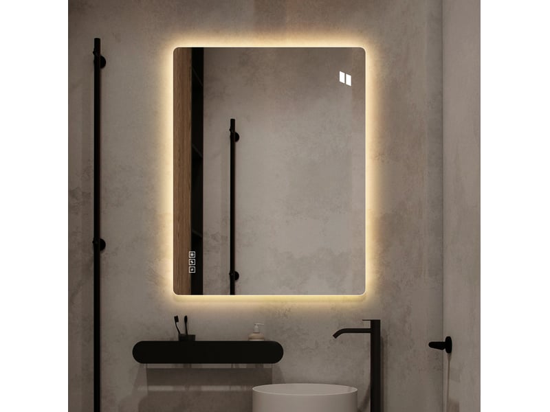  Miroir de salle de bains led sans cadre 60x80 cm argenté antibuée  - Conforama E