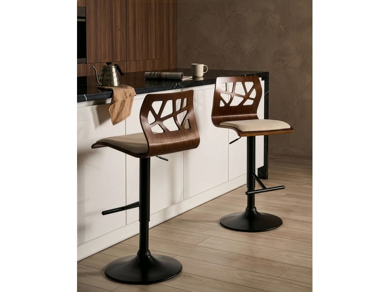 Lot de 2 chaises de bar petersburg cuir pu noirbeige  - Conforama B
