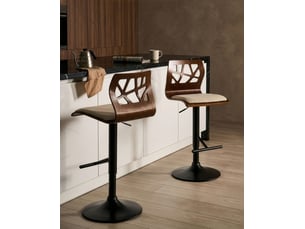 tabouret de bar assise réglable en hauteur  <strong>BELIANI</strong>  - marron