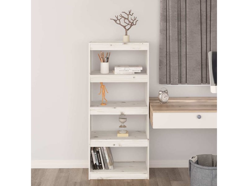  Bibliothèque, étagère de rangement blanc 60x30x135,5cm pin massif  - Conforama C