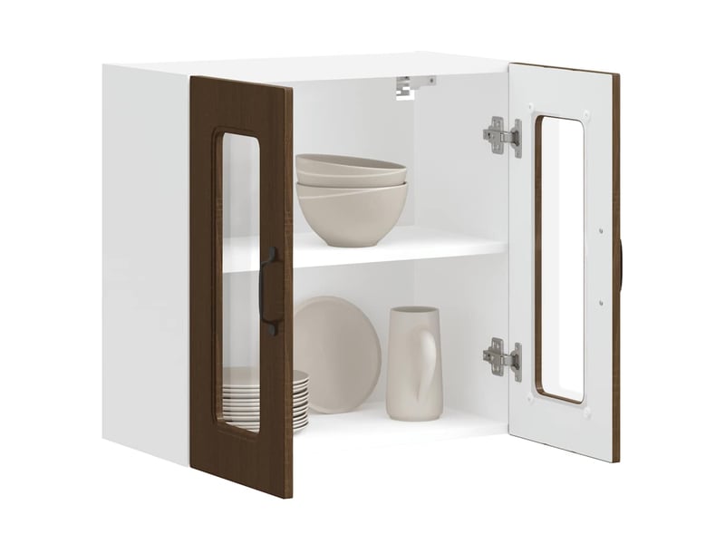 Armoire murale de cuisine et porte en verre kalmar chêne marron shl8627  - Conforama E