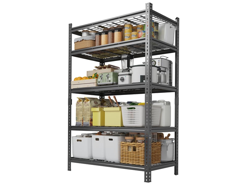  Lot de 2 étagère de rangement en acier pour garage – 5 niveaux réglables, finition antirouille, pour garagecuisinecellier PHK_34C4LG55 - Conforama B