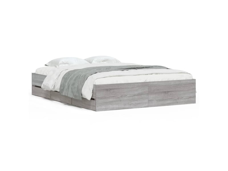 Lit double- lit adulte - cadre de lit avec tiroirs sans matelas sonoma gris 150x200 cm - Conforama A