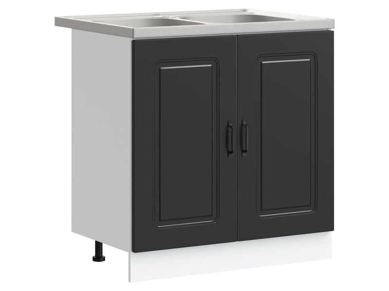  Meuble de rangement, armoire de cuisine kalmar noir 80x46x81,5cm  - Conforama A