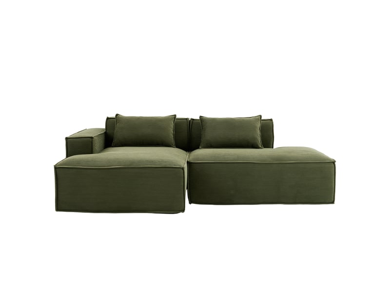 Canapé modulable droit 2pl 233x129x70 cm avec coussins, confortable et moderne, meuble de salon, polyester, couleur vert  - Conforama A